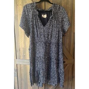 Anthropologie Robin Navy & White Polka Dot Ruffled Tier Dress